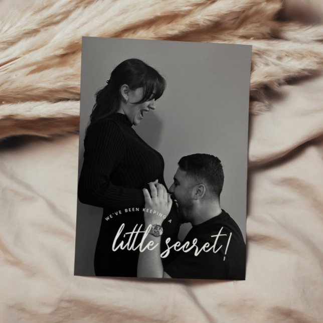 Minimal & Modern "Little Secret" Photo Pregnancy Announcement (Creator Uploaded)