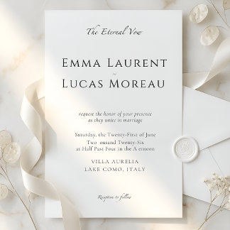Minimal Modern Luxury Black & White Wedding Design Invitation