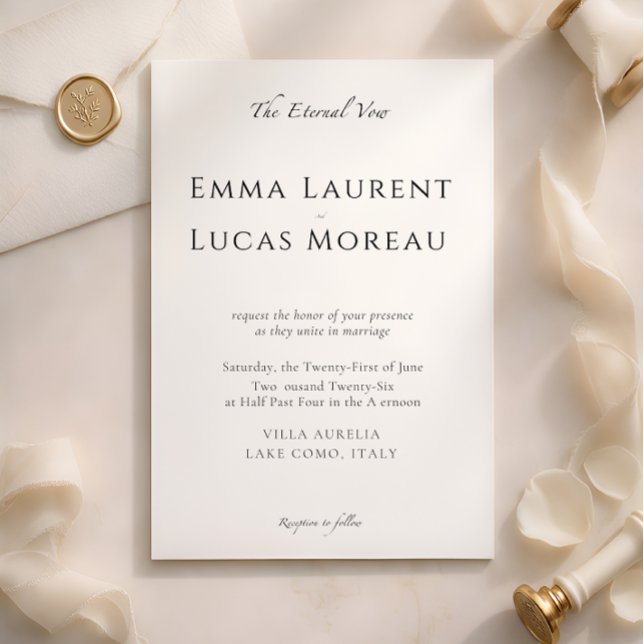 Minimal Modern Luxury Black & White Wedding Design Invitation (Creator Uploaded)