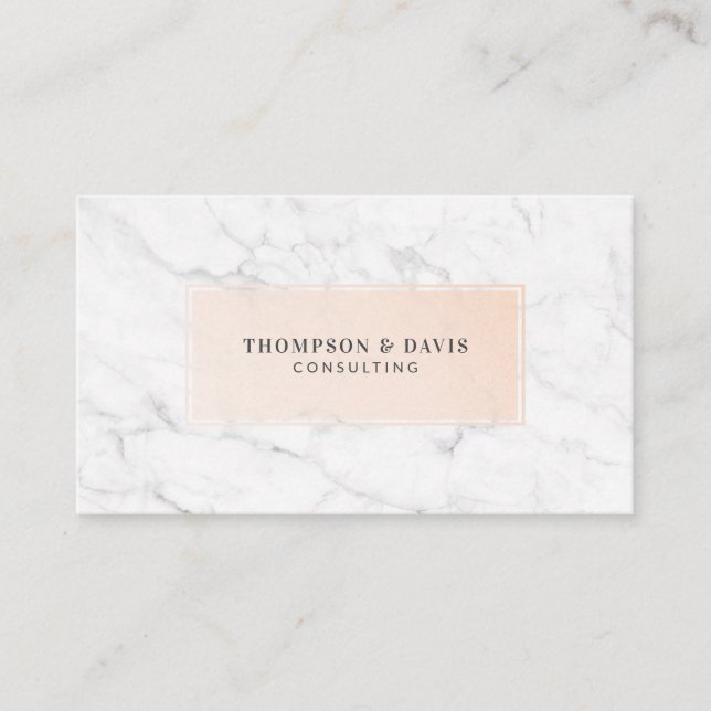Minimal Modern Luxury Blush & Marble Professional Business Card (Front)