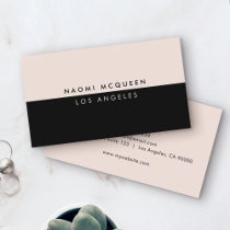 Minimal Modern Luxury Blush Pink Black Business Card