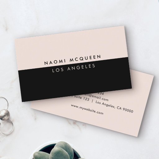 Customizable Minimal Modern Luxury Blush Pink Black Business Card