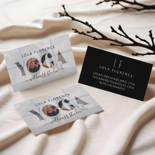 Minimal Modern Luxury Yoga Fitness Studio Photo Business Card