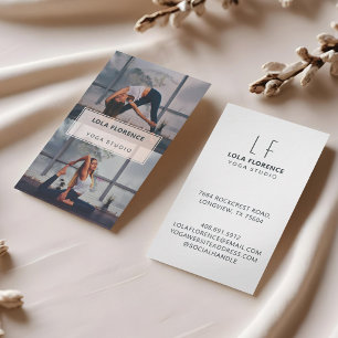 Minimal Modern Luxury Yoga Studio Fitness 2 Photo Business Card