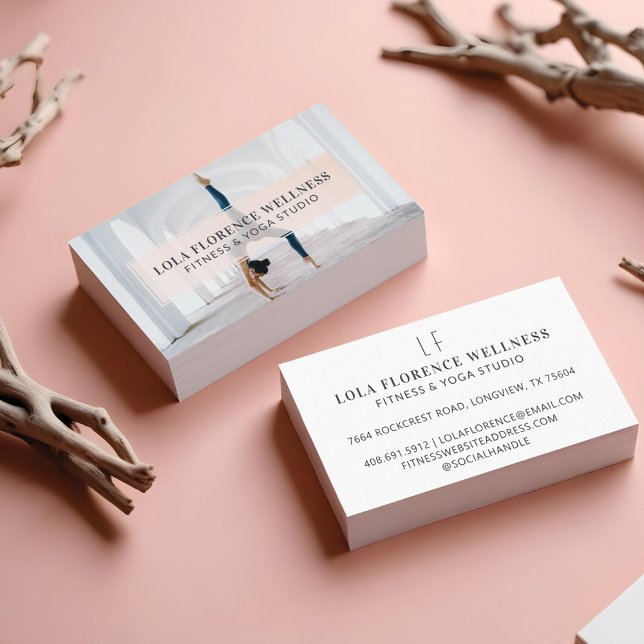 Minimal Modern Luxury Yoga Studio Fitness Photo Business Card (Minimal & Professional Photo Yoga Studio Fitness Business Card)