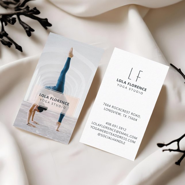Minimal Modern Luxury Yoga Studio Fitness Photo Business Card (Minimal & Professional Photo Yoga Studio Fitness Business Card)
