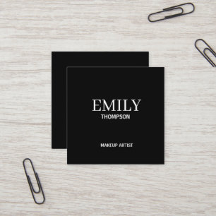 Minimal Modern Makeup Artist Black White Square Business Card