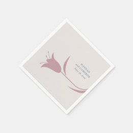 Minimal Modern Mauve Floral Wedding Napkins