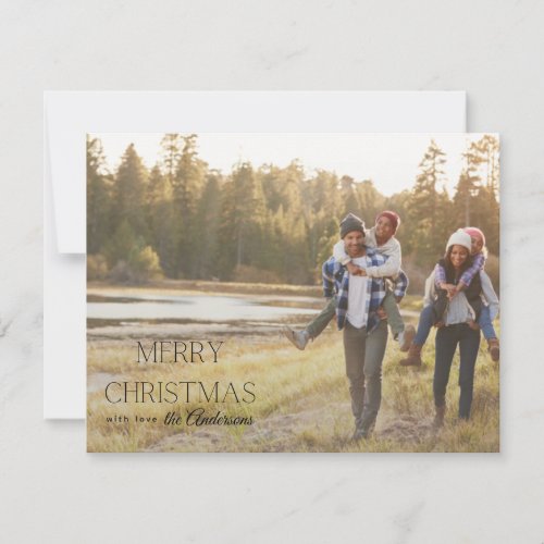 minimal modern merry christmas full photo holiday card