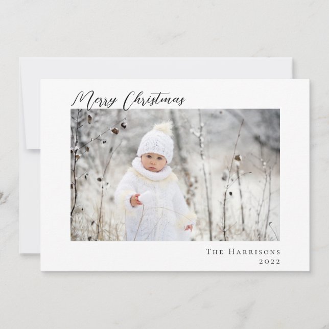 Minimal Modern Merry Christmas Photo Holiday Card (Front)