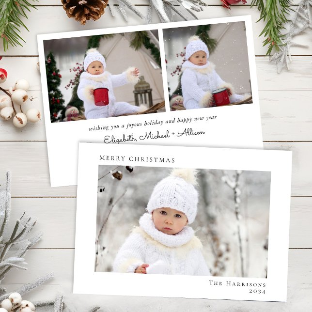 Minimal Modern Merry Christmas Photo Holiday Card (Share the love and warmth of the season with your personalized photo Christmas card)
