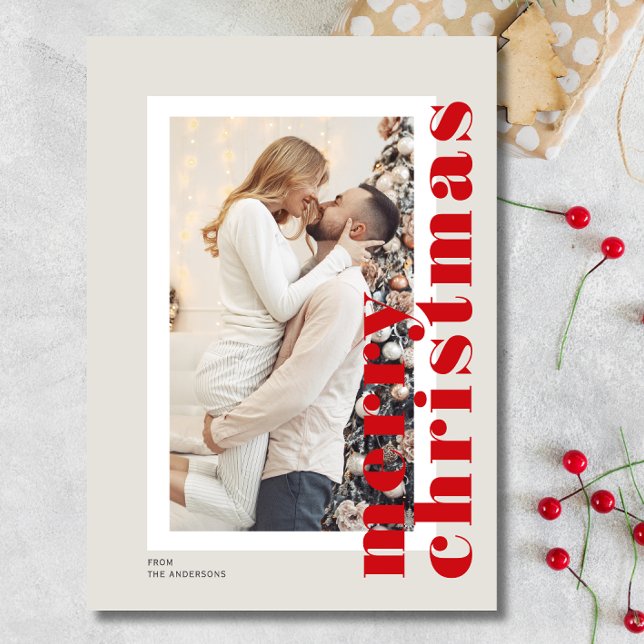 Minimal Modern Merry Christmas Script Photo Holiday Card (Minimal Modern Merry Christmas Script Photo Holiday Card)