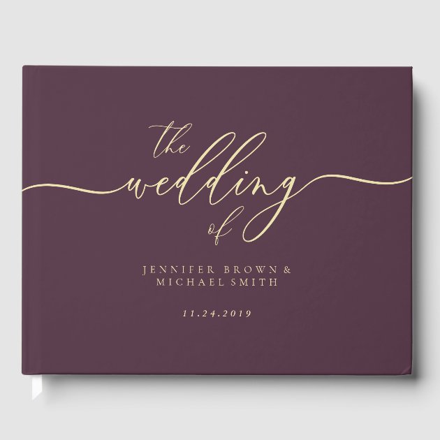 Minimal Modern Midnight Fig Wedding Guest Book