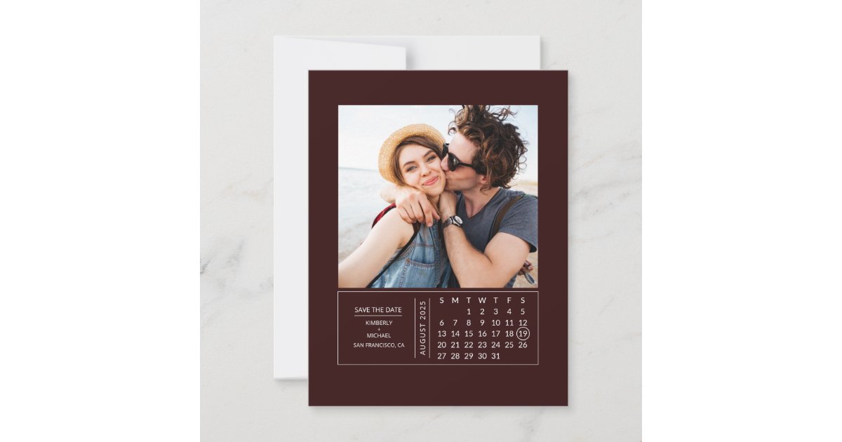Minimal Modern Mini Calendar Save the Date Photo | Zazzle