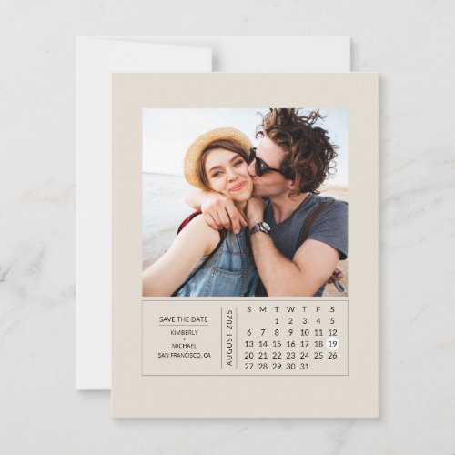 Minimal Modern Mini Calendar Save the Date Photo