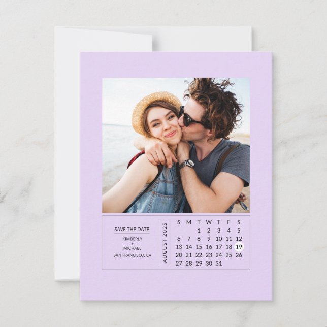 Minimal Modern Mini Calendar Save the Date Photo (Front)