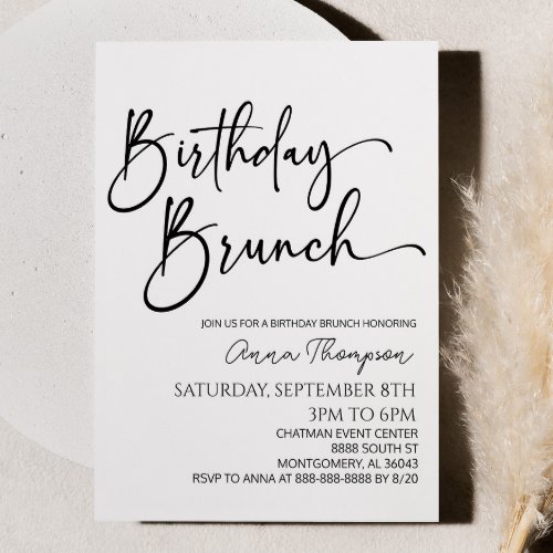 Minimal Modern Minimalist Birthday Brunch Party Invitation