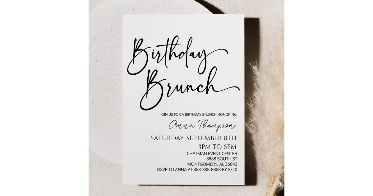 Minimal Modern Minimalist Birthday Brunch Party Invitation