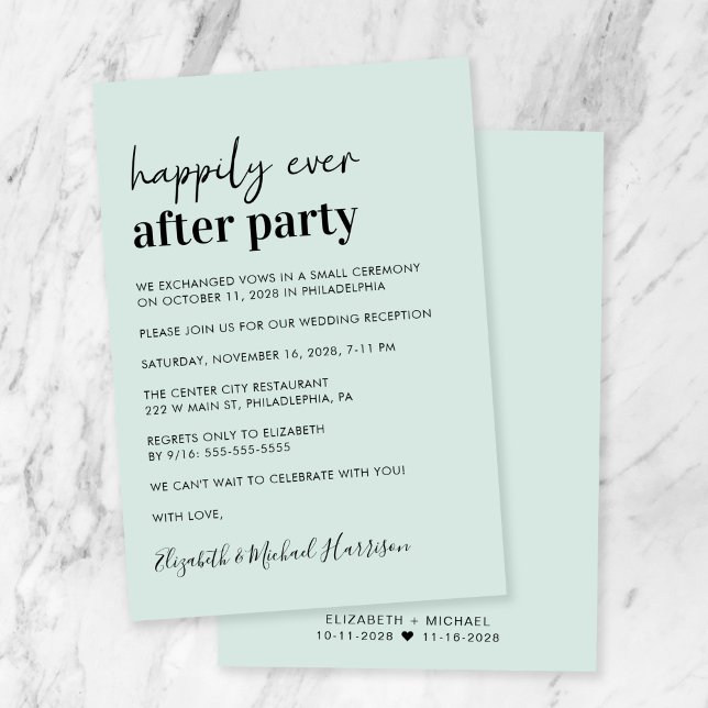 Minimal Modern Mint Wedding Reception Invitation (Creator Uploaded)