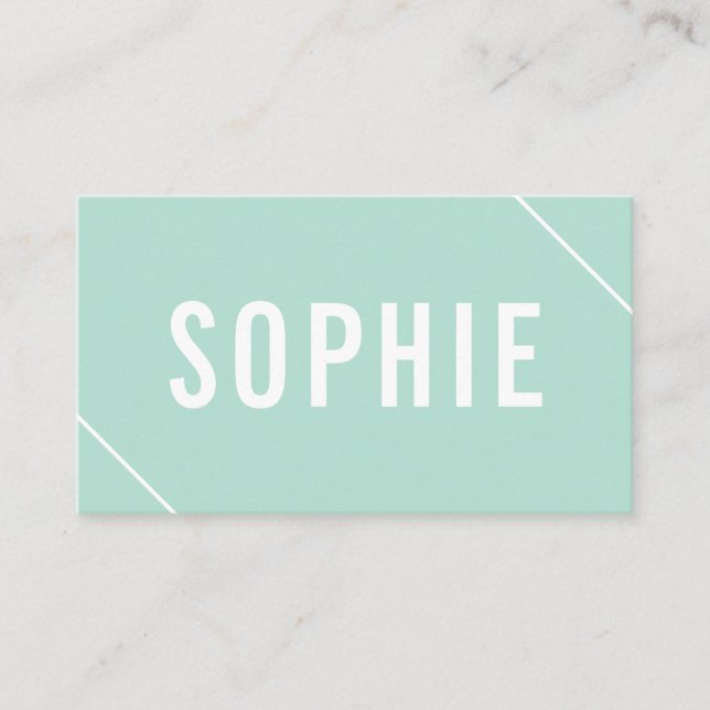 Minimal Modern Mint White Simple Elegant Classy Business Card (Front)