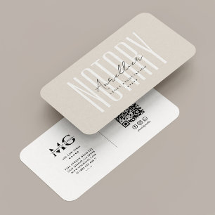 Minimal Modern Mobile Notary Public Elegant Sand  Business Card