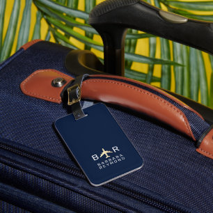 Minimal Modern Monogram Airplane Travel  Luggage Tag