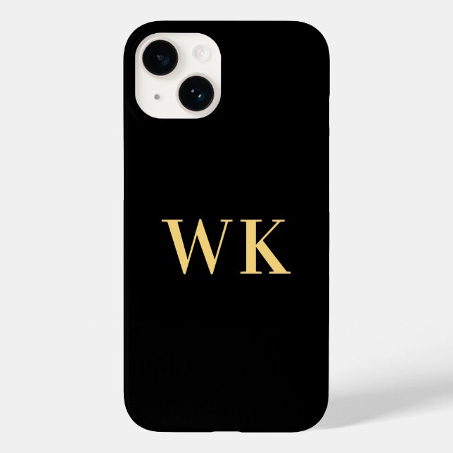 Minimal Modern Monogram Black Gold Case-Mate iPhone Case (Back)