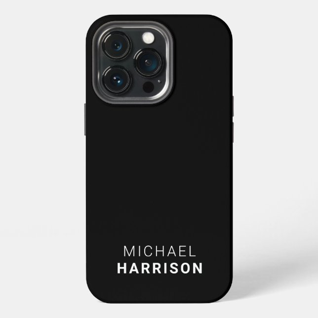 Minimal Modern Monogram Black Iphone Case (Back)