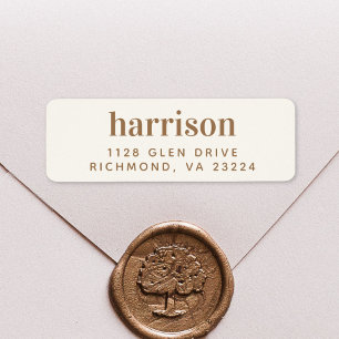 Minimal Modern Monogram Cream Gold Return Address Label