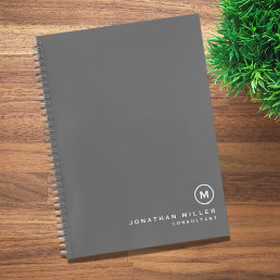 Minimal Modern Monogram Gray Notebook