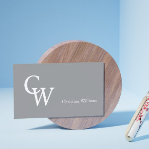 Minimal Modern Monogram Gray White Professional Business Card
