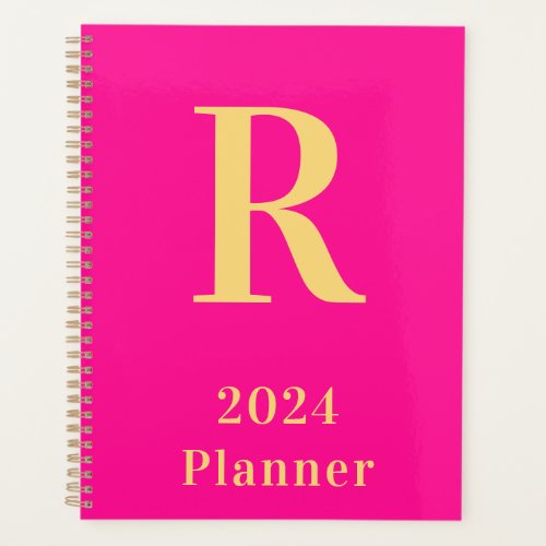 Minimal Modern Monogram Hot Pink 2024 Planner