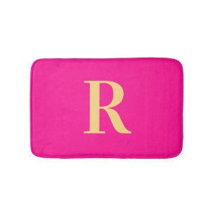 Minimal Modern Monogram Hot Pink Bath Mat