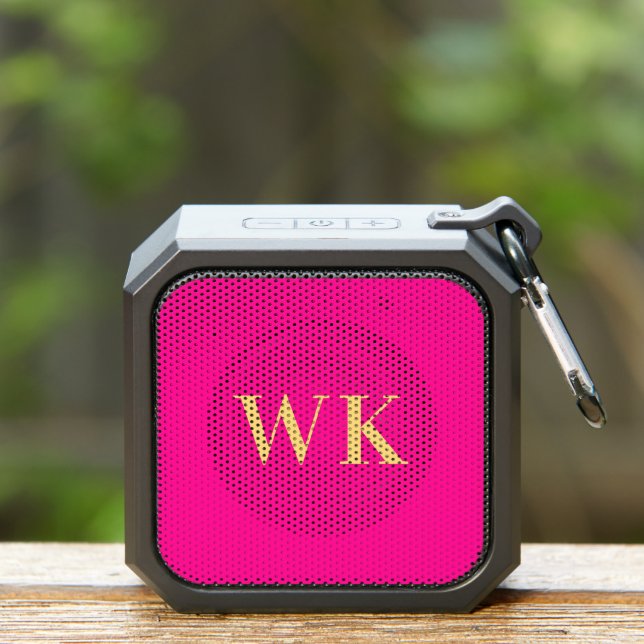 Minimal Modern Monogram Hot Pink Bluetooth Speaker (Insitu(Outdoor))