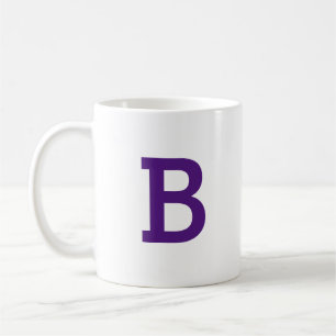 Minimal Modern Monogram Initial Letter Dark Purple Coffee Mug