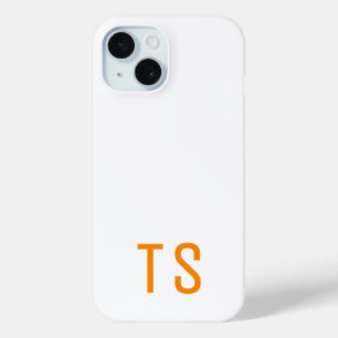 Minimal Modern Monogram Initials Orange Stylish iPhone 15 Case