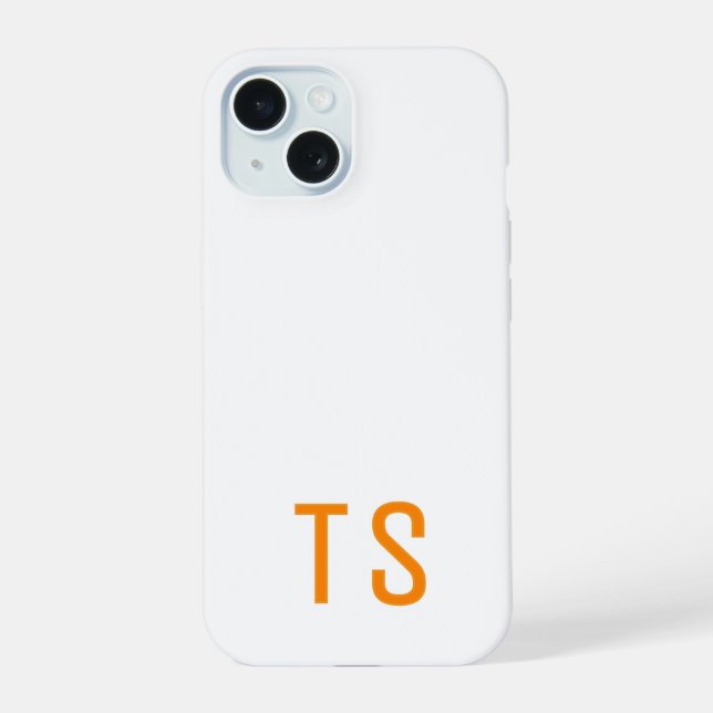 Minimal Modern Monogram Initials Orange Stylish Iphone Case (Back)