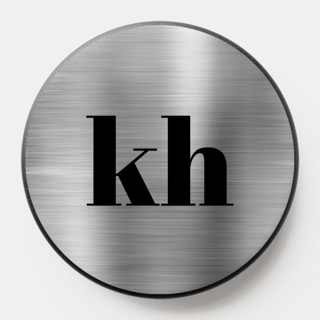 Minimal Modern Monogram Initials Silver PopSocket (Popsocket)