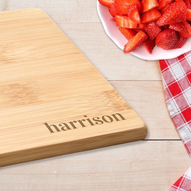 Minimal Modern Monogram Name Engraved Cutting Board (Creator Uploaded)