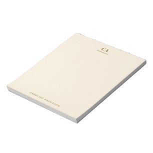 Minimal Modern Monogram Personalized Ochre Cream Notepad