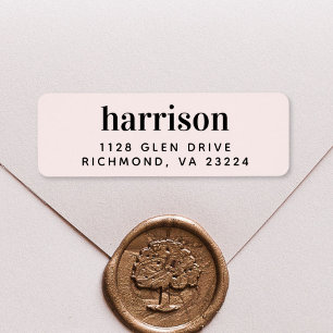 Minimal Modern Monogram Pink Return Address Label