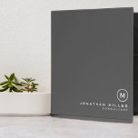 Minimal Modern Monogram Professional<br><div class="desc">Modern professional binder features a minimalist design in classic grey and white. Ideal for consultants,  lawyers,  real estate agents,  interior designers,  teachers,  corporate or executive coaches,  or any other business professional,  or a thoughtful office gift for him or her.</div>