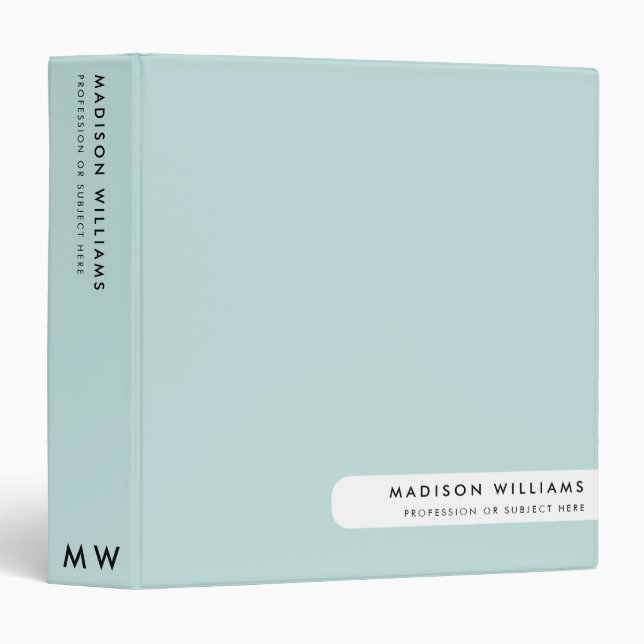 Minimal Modern Monogram Professional 3 Ring Binder (Front/Spine)