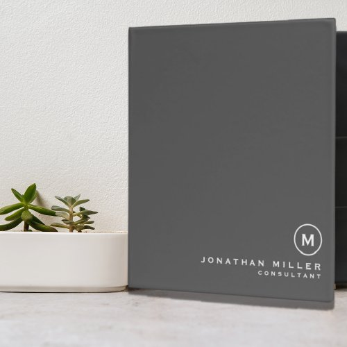 Minimal Modern Monogram Professional 3 Ring Binder