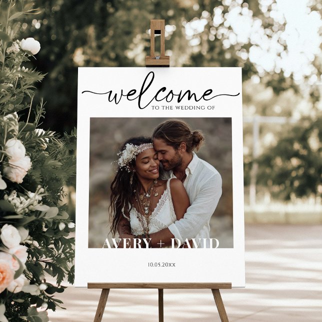 Minimal Modern Monogram Wedding Photo Welcome Foam Board (Creator Uploaded)