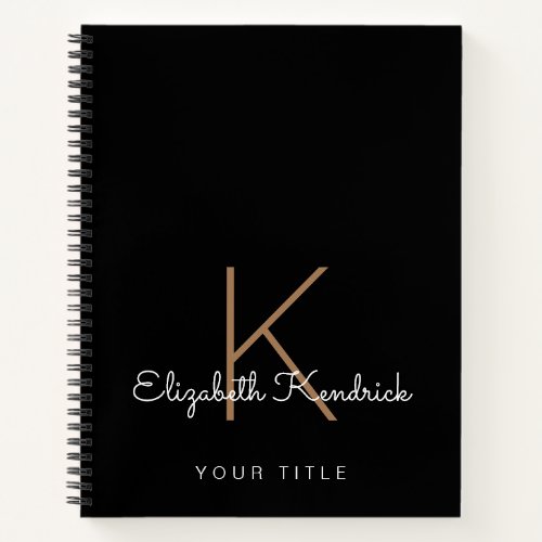 Minimal Modern Monogrammed Black Notebook