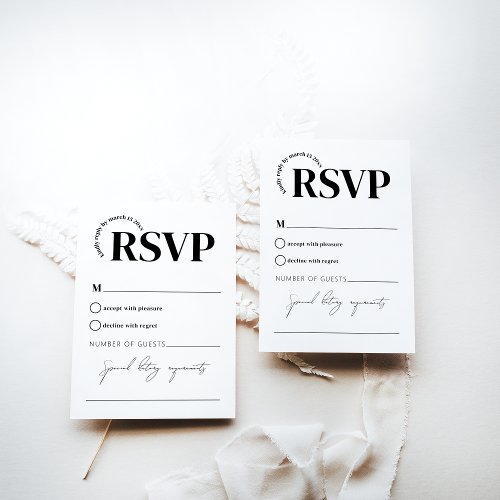 Minimal Modern Monohrom Simple Wedding RSVP Card