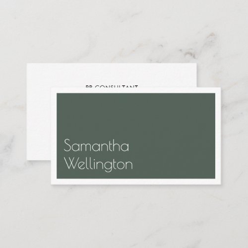 Minimal Modern Moss Green Typography Business Card