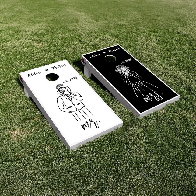 Minimal Modern Mr. and Mrs. Wedding Cornhole Set (Creator Uploaded)