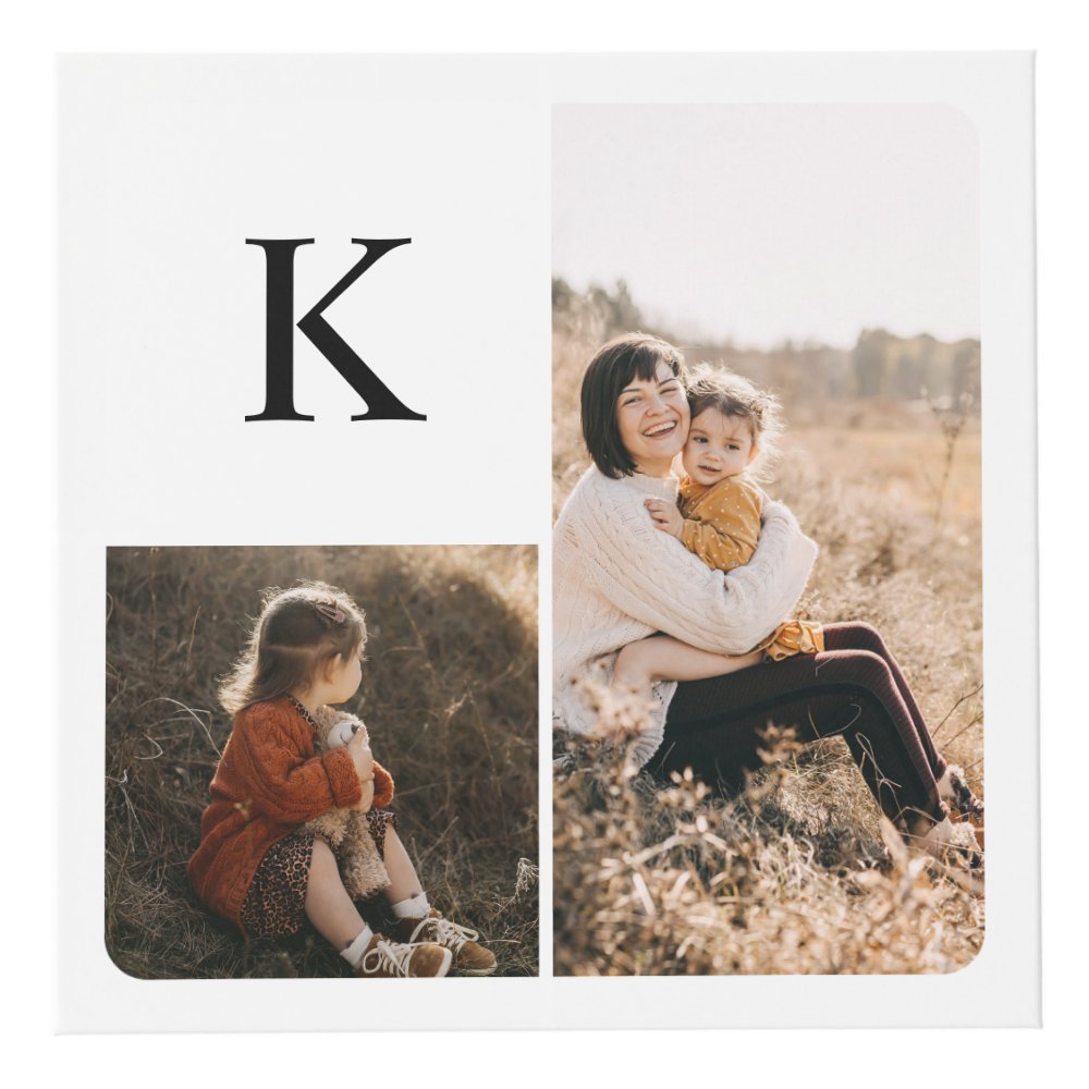 Disover Minimal Modern Multiple Photo Collage Monogram Cube